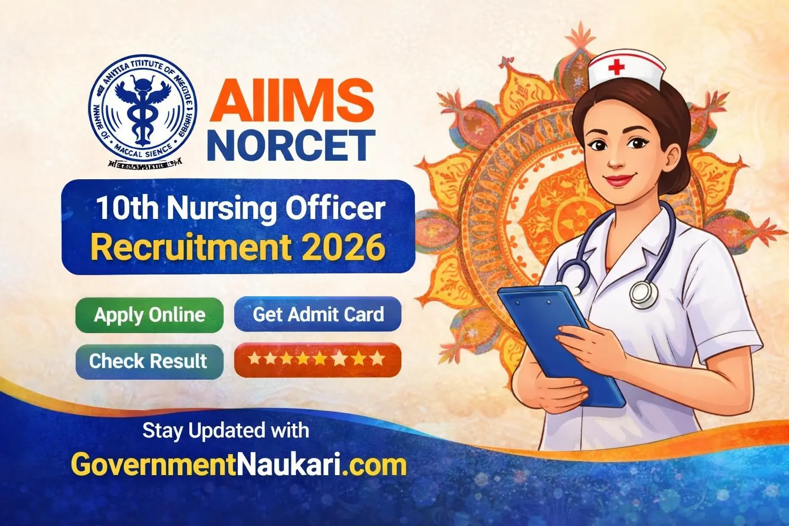 AIIMS NORCET 10th Nursing Officer Recruitment 2026