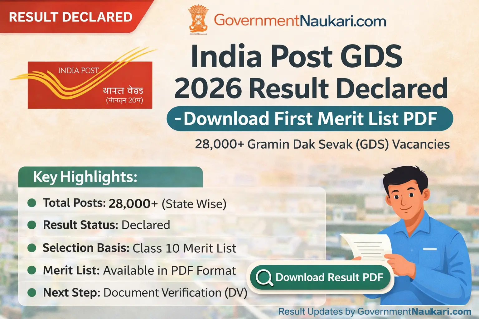 India Post GDS 2026 Result Declared – Merit List PDF