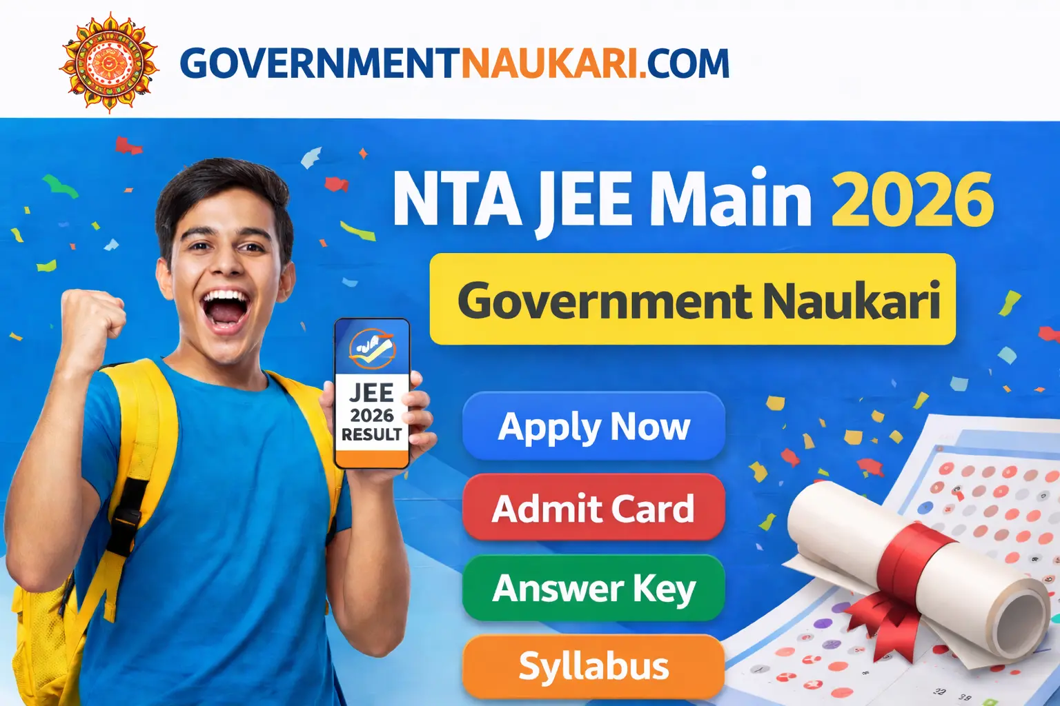 NTA JEE Main 2026 Result – Apply Online, Admit Card, Answer Key, Syllabus