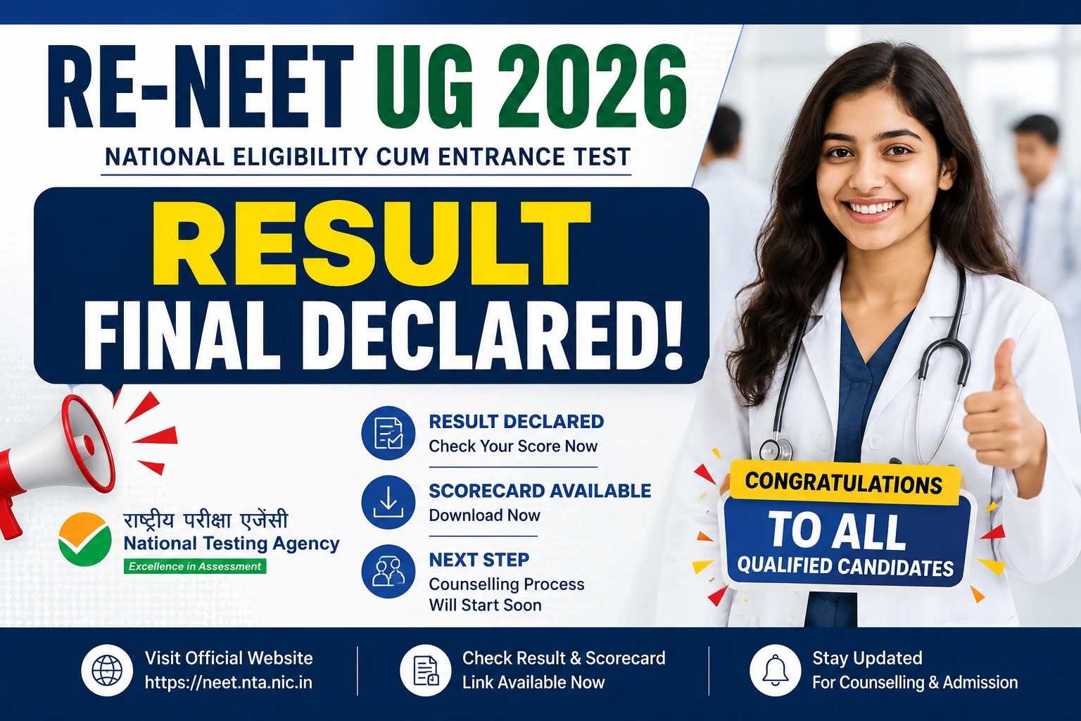 NEET UG 2026 Result Out Live Scorecard Download Cutoff Merit List Re-Exam