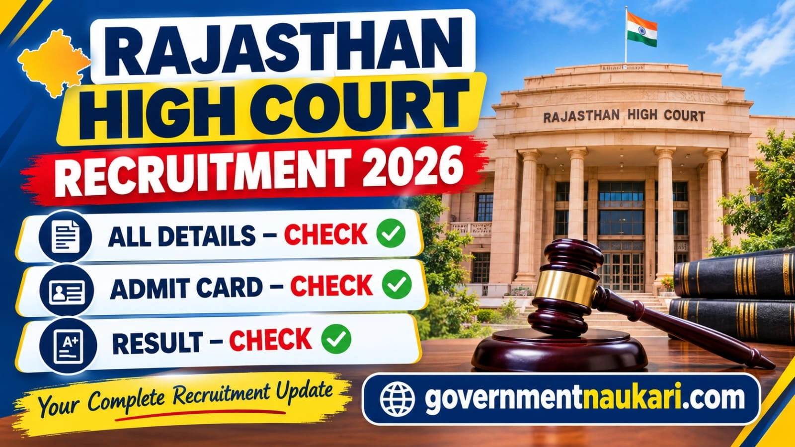 Rajasthan High Court Stenographer Admit Card 2026, Exam Date, 163 Vacancy and Sarkari Result