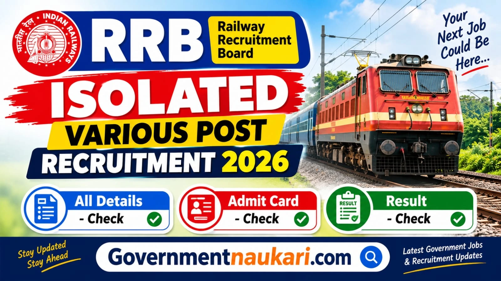 RRB Isolated Categories Recruitment 2026 Notification, CEN 09/2026, 195 Tentative Vacancies, Online Form, Eligibility and Sarkari Result