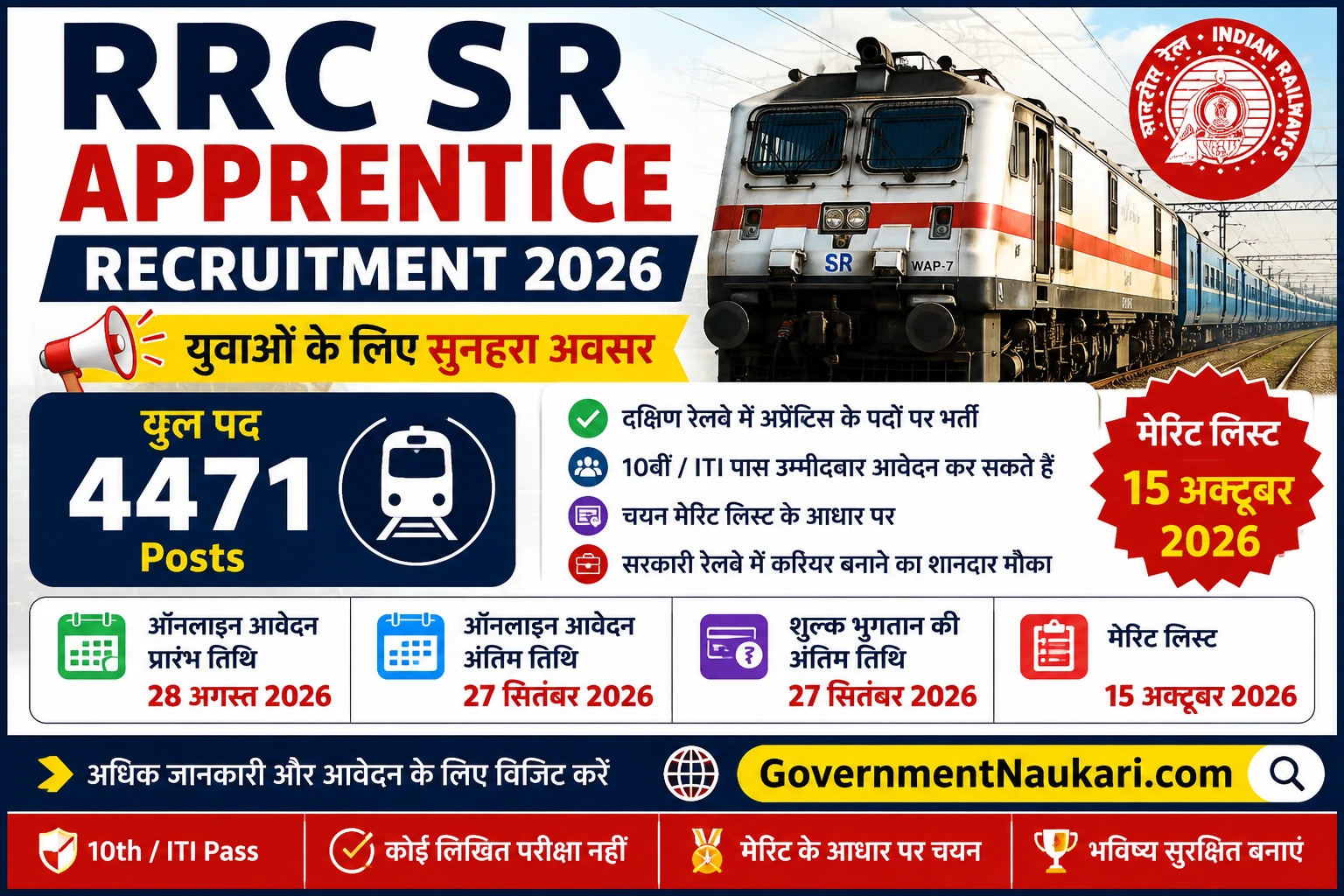 RRC SR Apprentice Recruitment 2026 4471 Posts Online Form