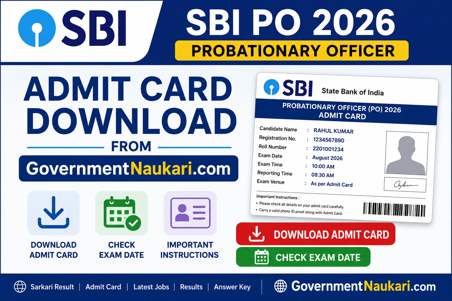 SBI PO Admit Card 2026 Sarkari Result, Exam Date, Notification
