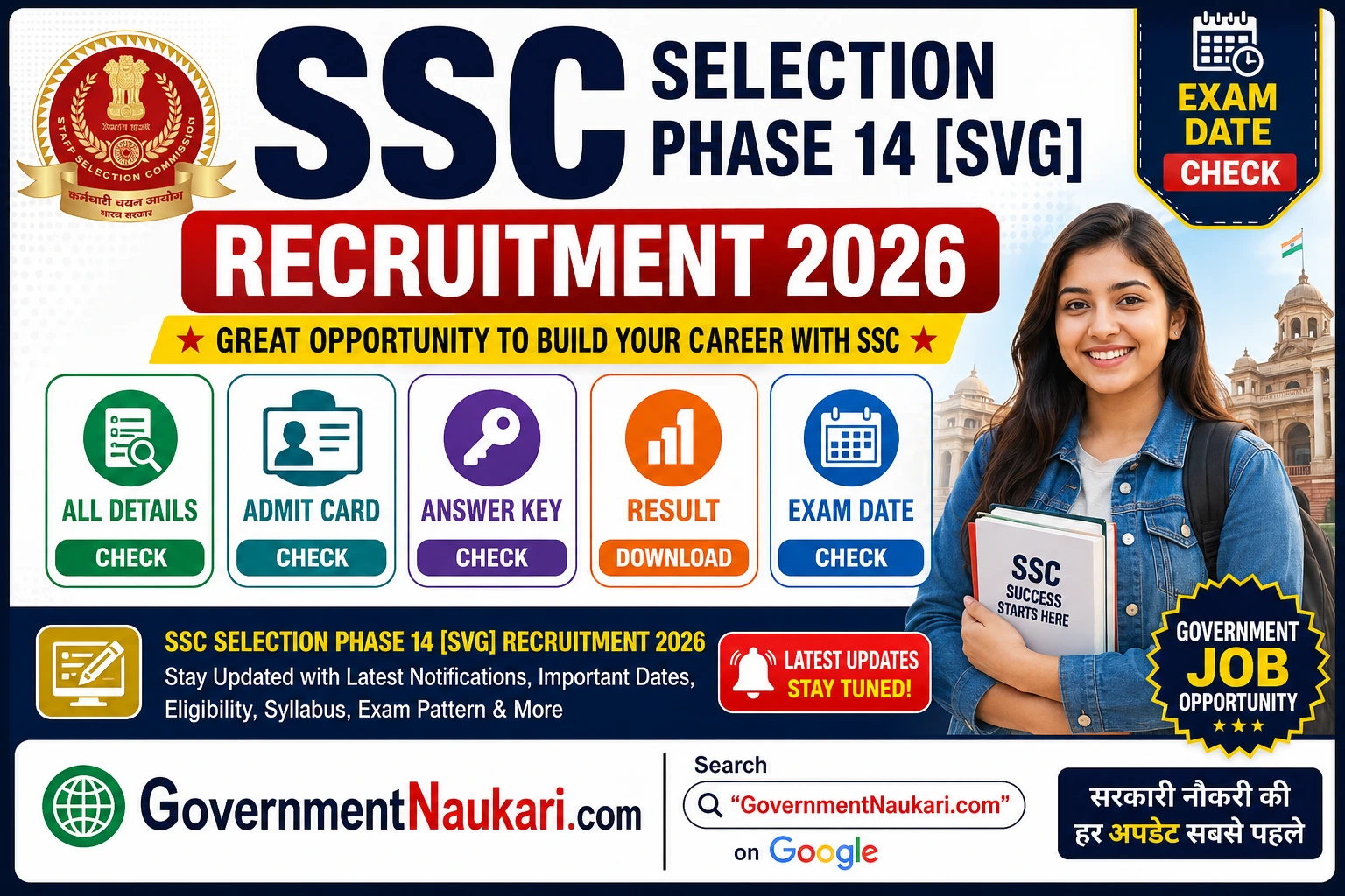 SSC Selection Post Phase 14 Recruitment 2026 Exam Date, Admit Card and Result
