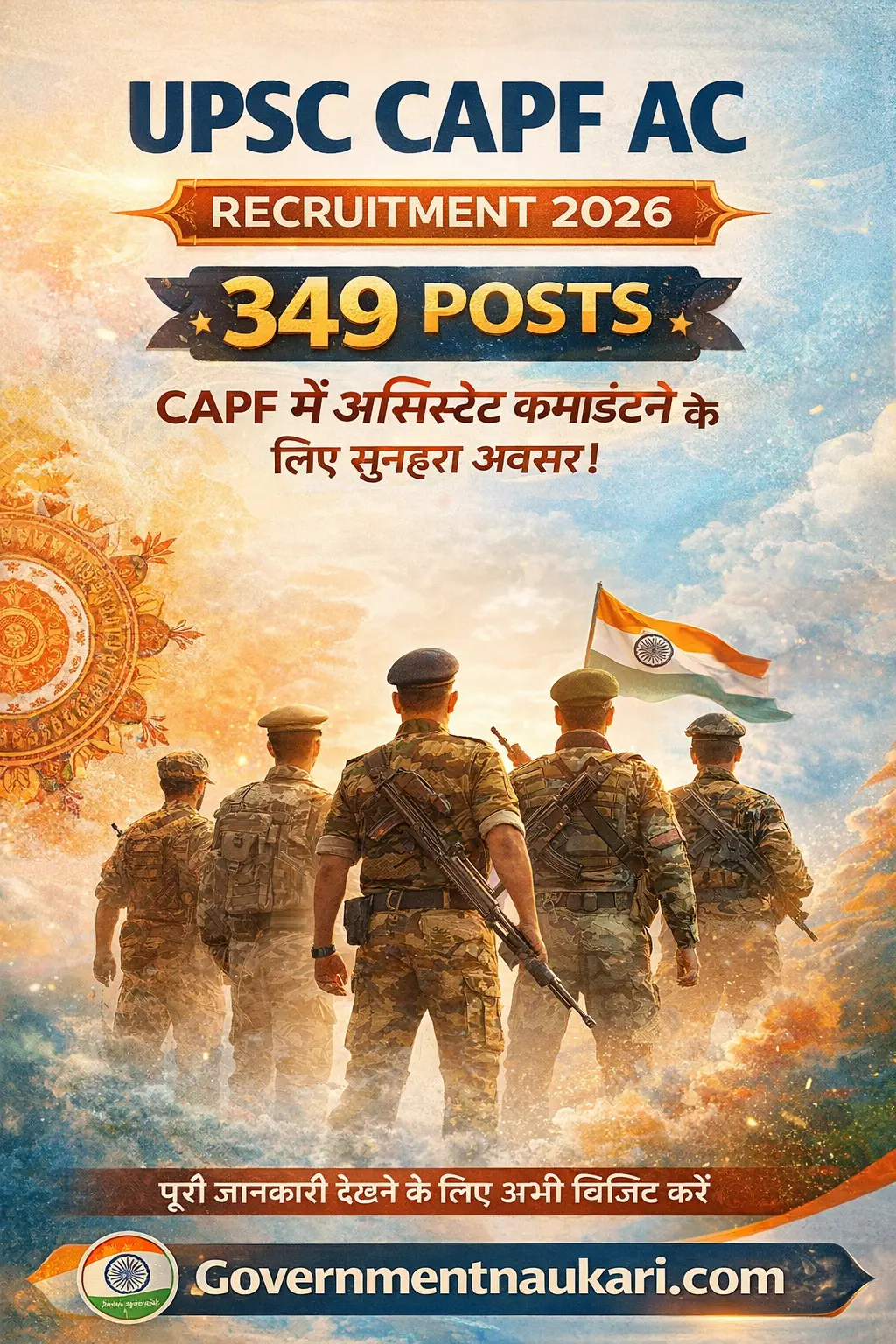UPSC CAPF AC Recruitment 2026 Notification Out for 349 Posts