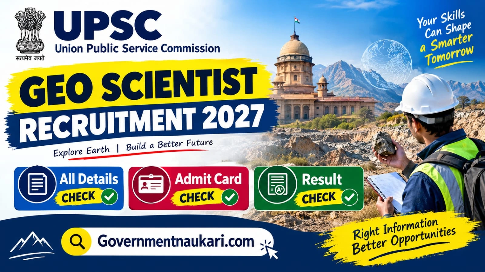 UPSC Combined Geo-Scientist Examination 2027 Notification, 127 Vacancies, Salary, Exam Date and Sarkari Result