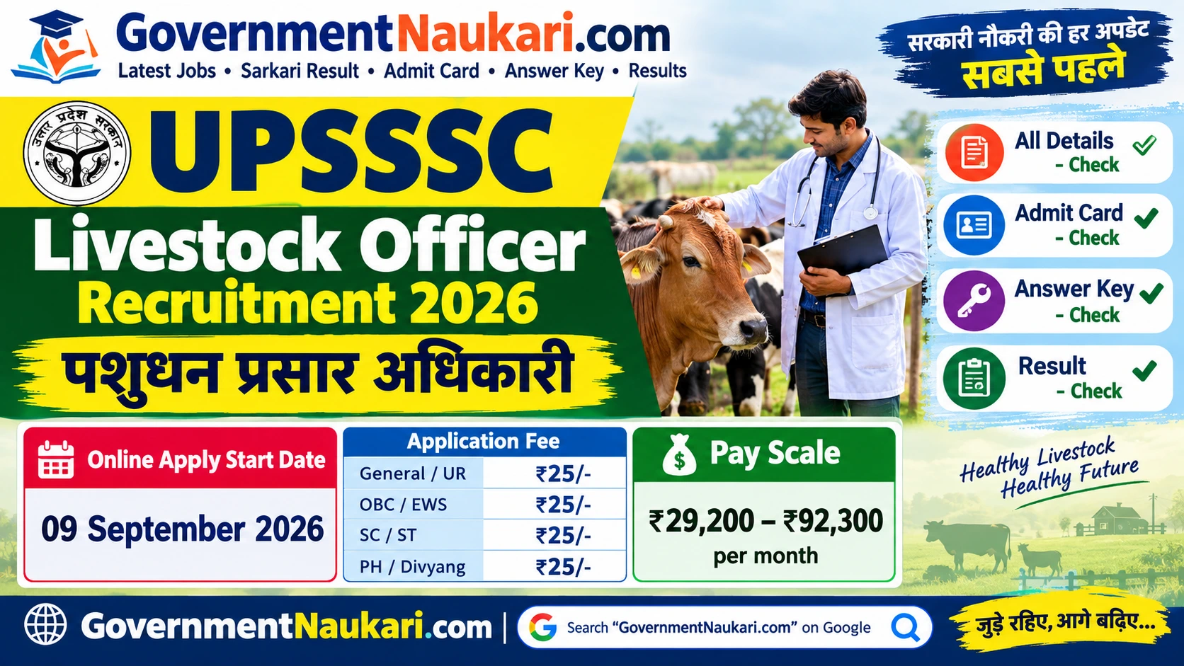 UPSSSC Livestock Extension Officer 2026 Notification, 1251 Vacancy, Online Form, Exam Date and Sarkari Result